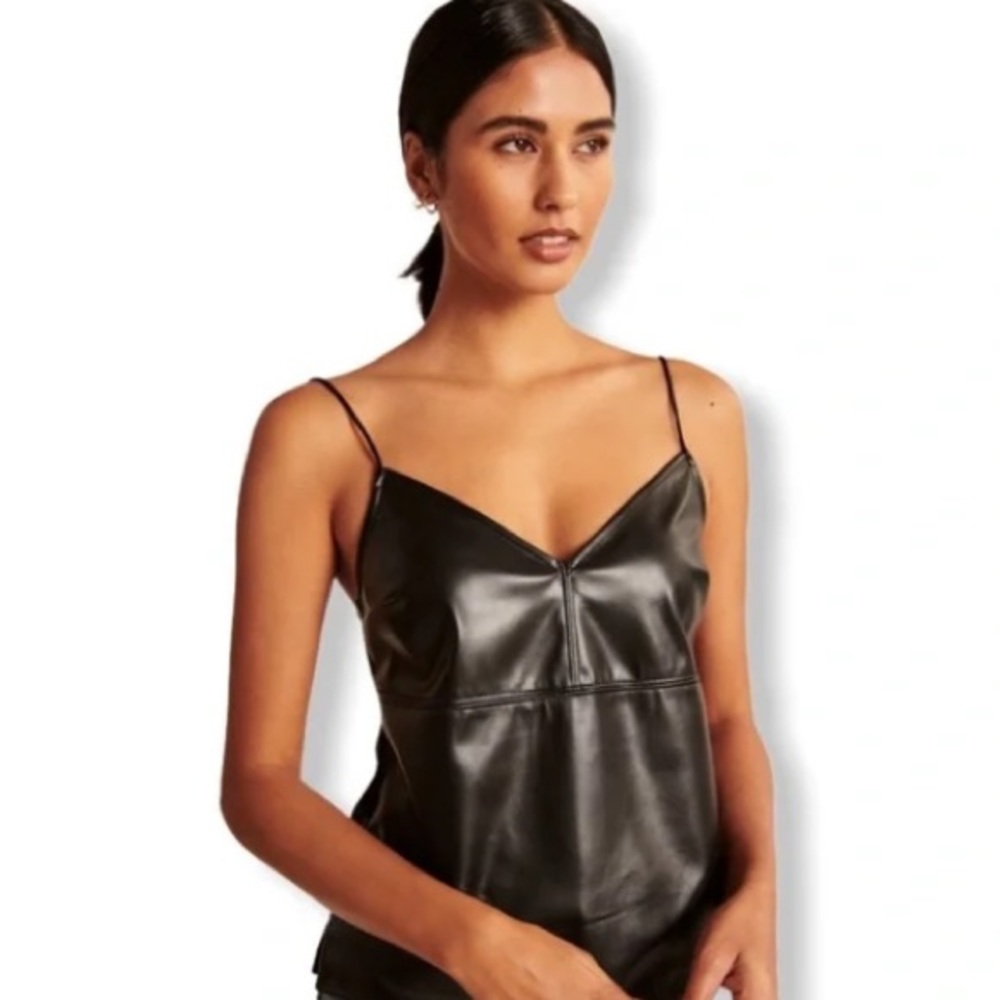 NWOT Abercrombie Black Vegan Leather Cami